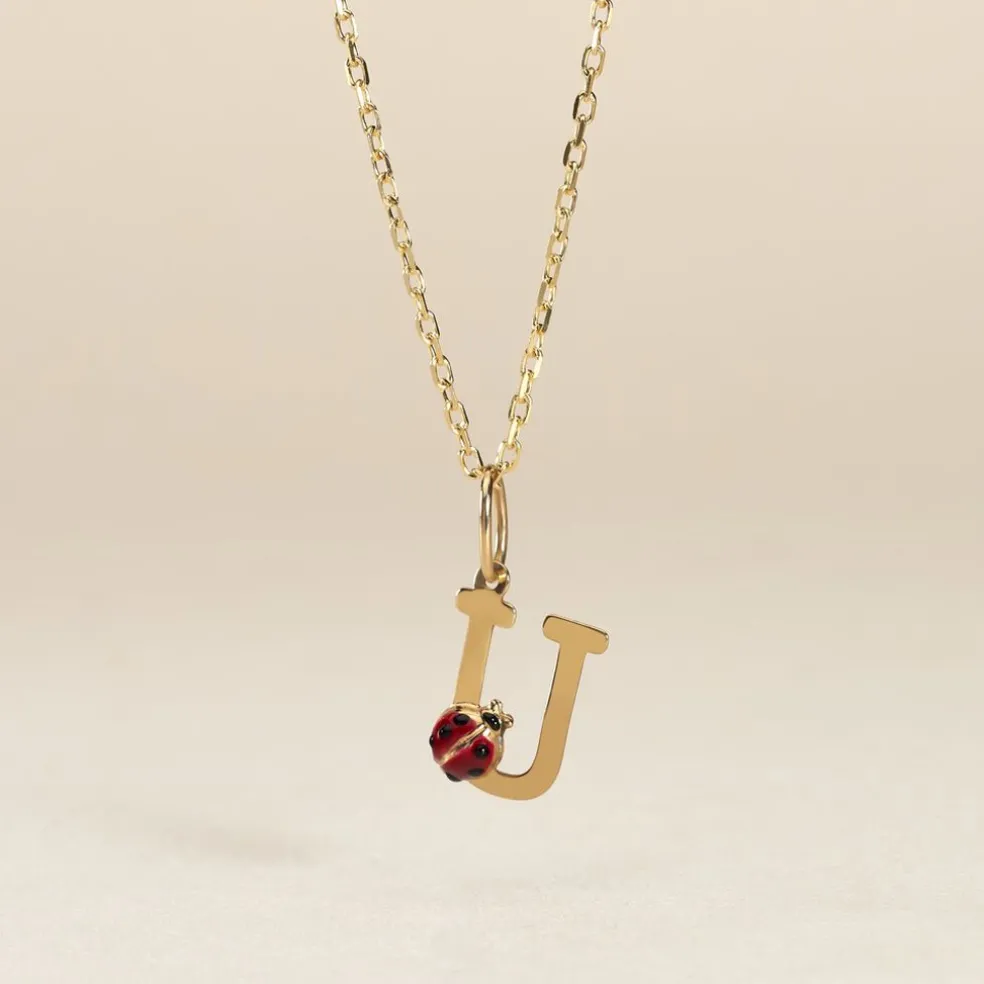 Pendentif Helidie Coccinelle Lettre Or Jaune