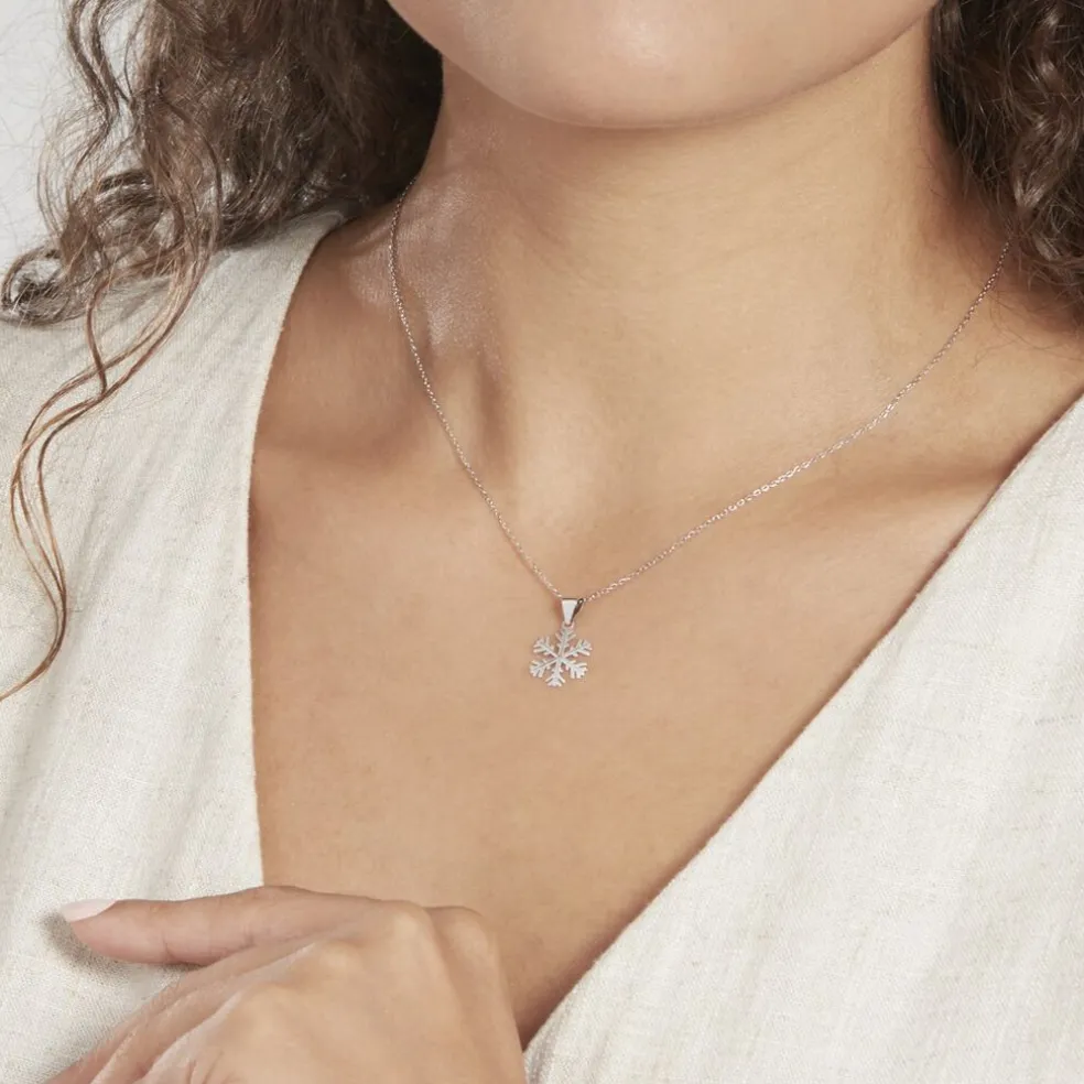Pendentif Herbertine Flocon Or Blanc