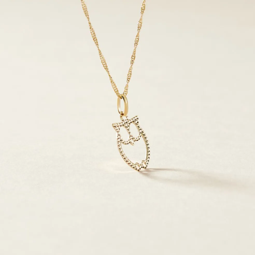 Pendentif Ilies Hibou Or Jaune
