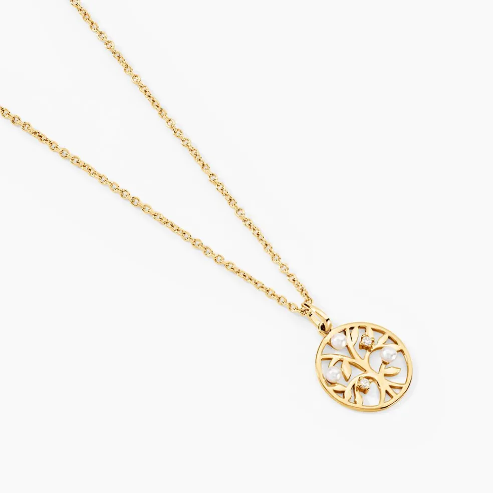 Pendentif Jeptha Or Jaune Perle De Culture Oxyde De Zirconium