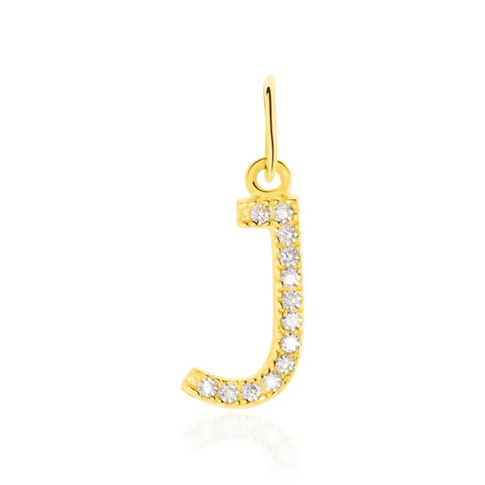 Pendentif Klementine Lettre J Or Jaune Oxyde