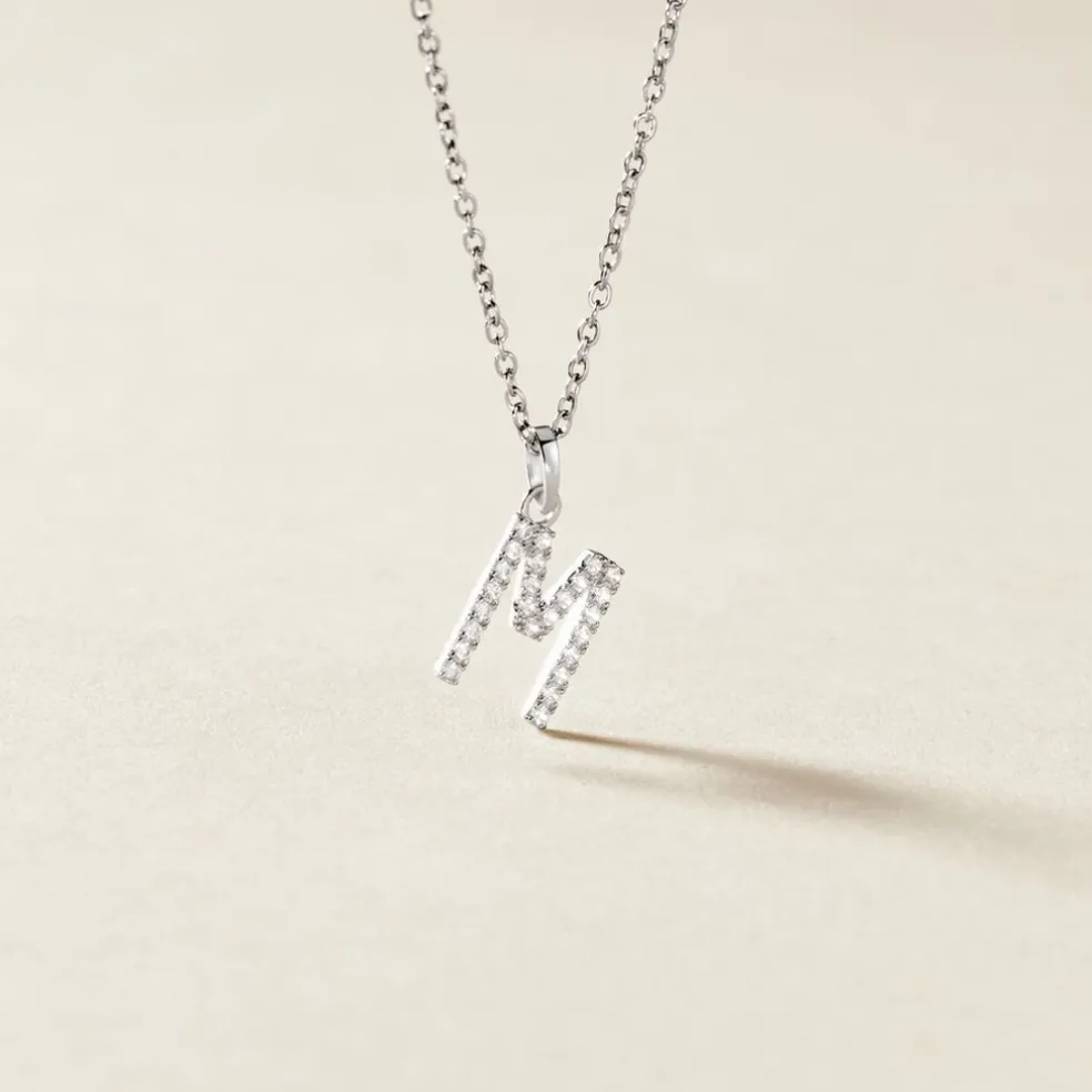 Pendentif Klementine Or Blanc Oxyde De Zirconium