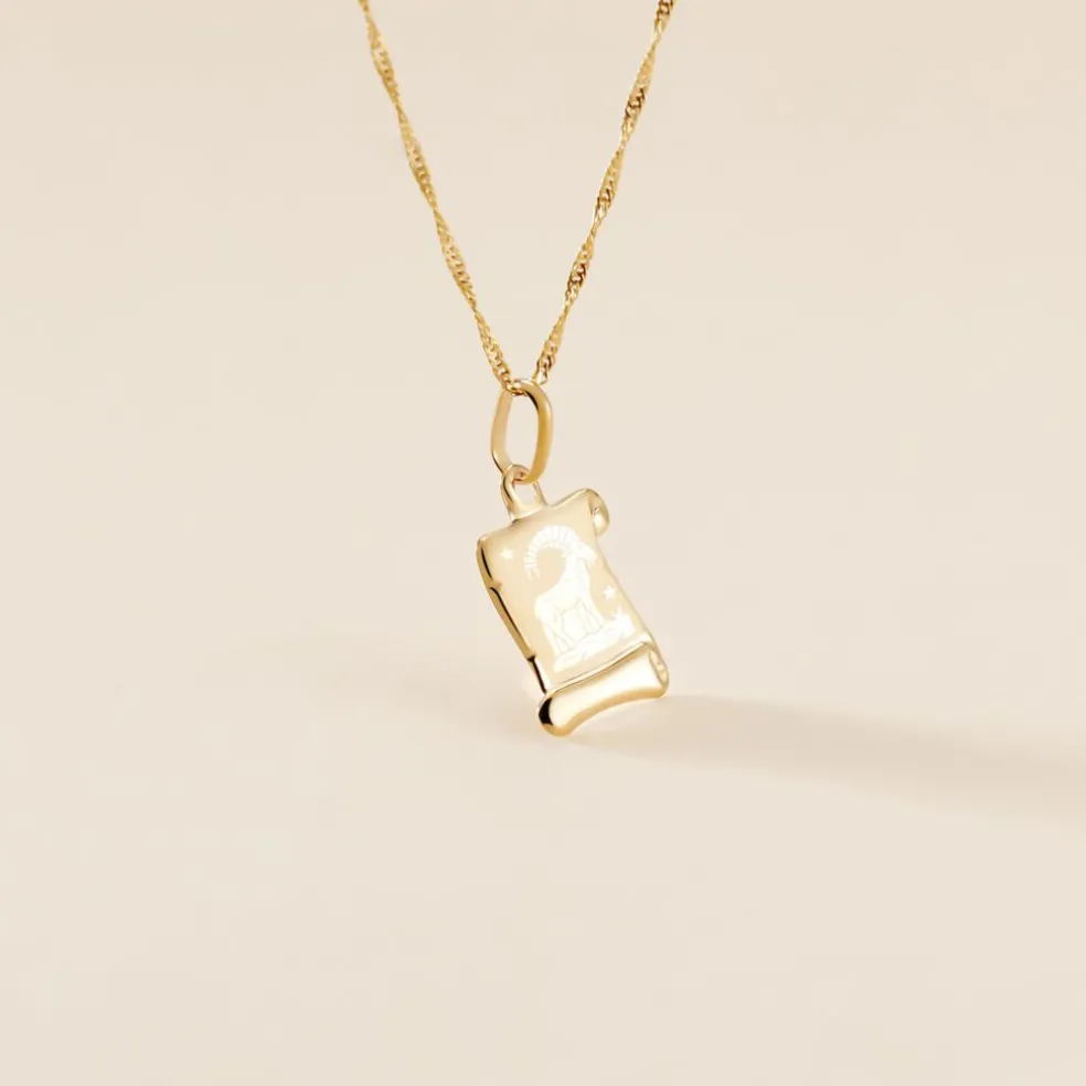 Pendentif Lamie Zodiaque Parchemin Or Jaune