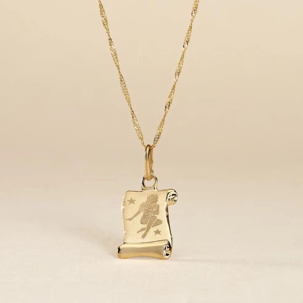 Pendentif Lamie Zodiaque Parchemin Or Jaune