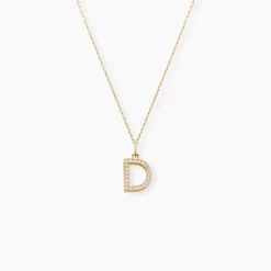 Pendentif Lettre D Or Jaune Oxyde