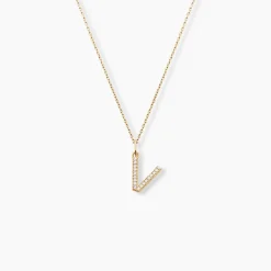 Pendentif Lettre V Or Jaune Oxyde