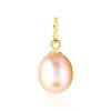 Pendentif Rose Or Jaune Perle De Culture