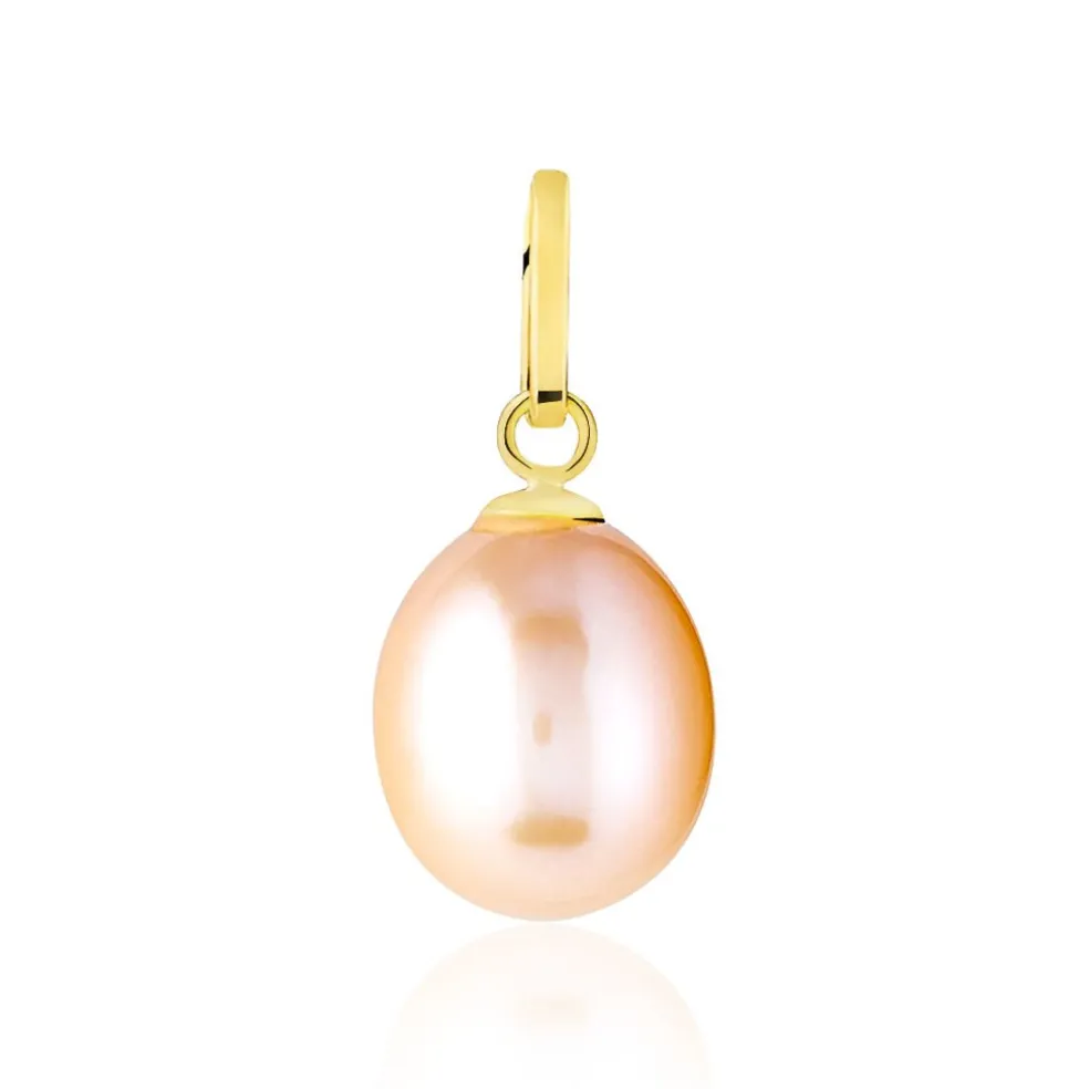 Pendentif Rose Or Jaune Perle De Culture