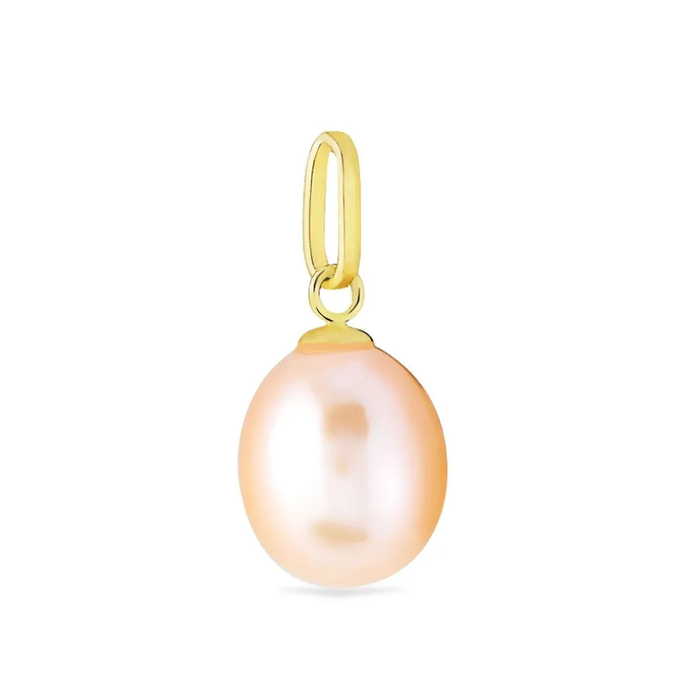 Pendentif Rose Or Jaune Perle De Culture