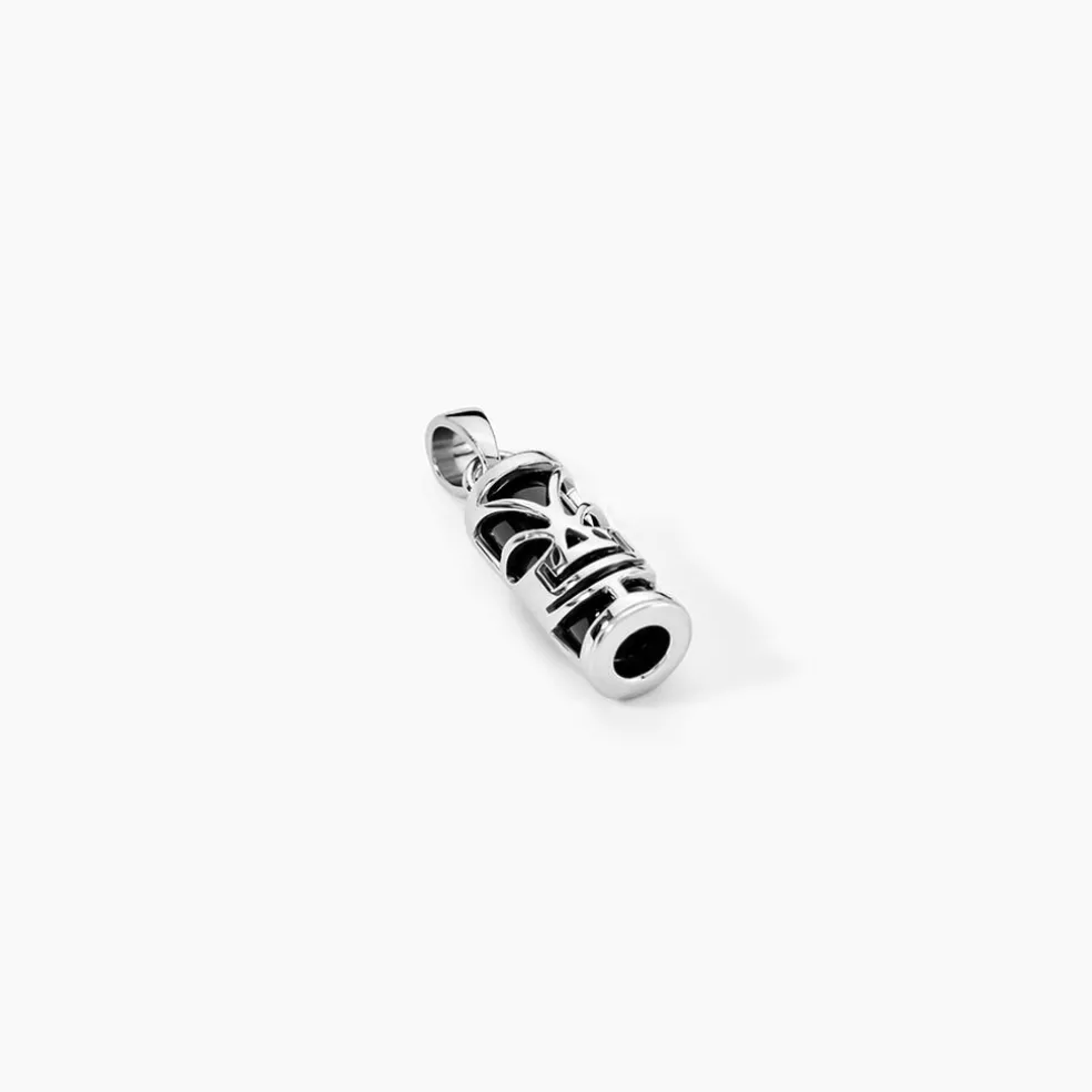 Pendentif Tiki Argent Blanc Onyx