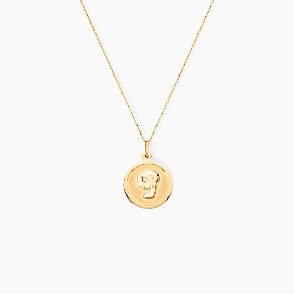 Pendentif Vierge Rond Or Jaune
