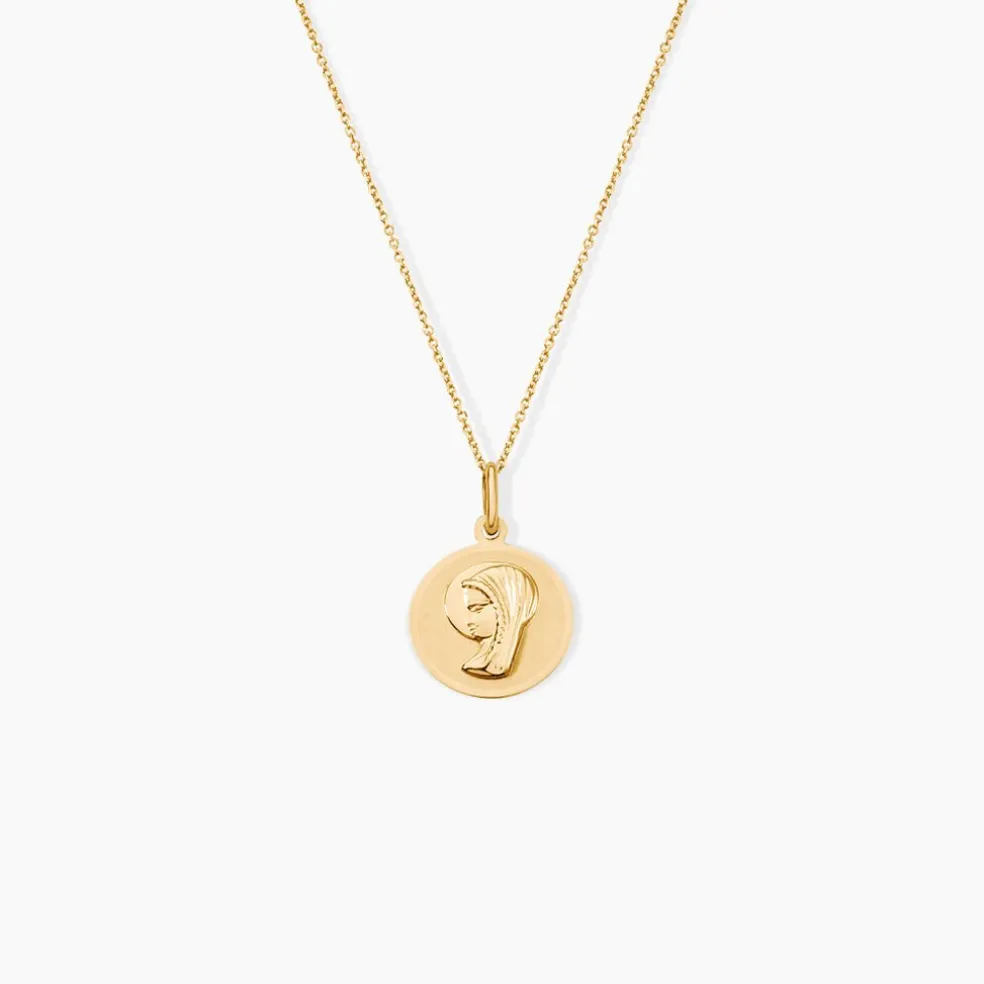 Pendentif Vierge Rond Or Jaune
