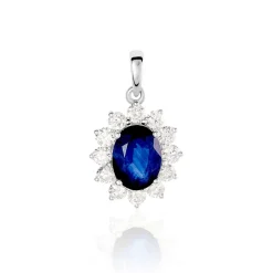 Pendentif Vladimir Or Blanc Saphir Et Diamant
