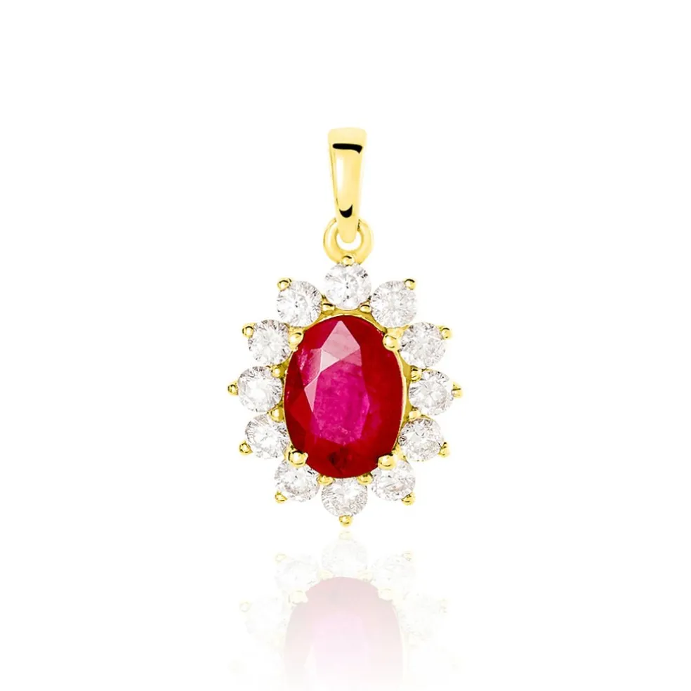 Pendentif Vladimir Or Jaune Rubis Et Diamant