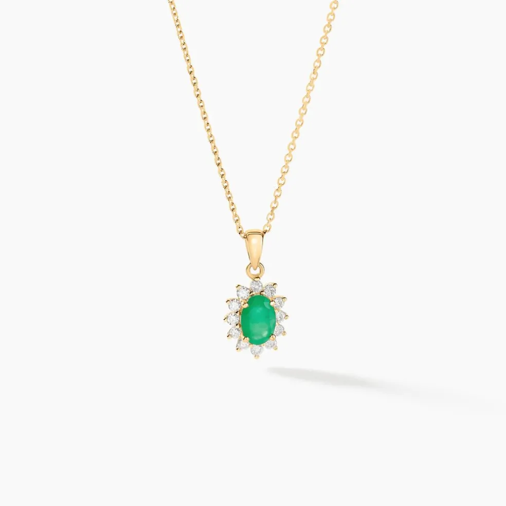 Pendentif Vladimir Or Jaune Emeraude Diamants