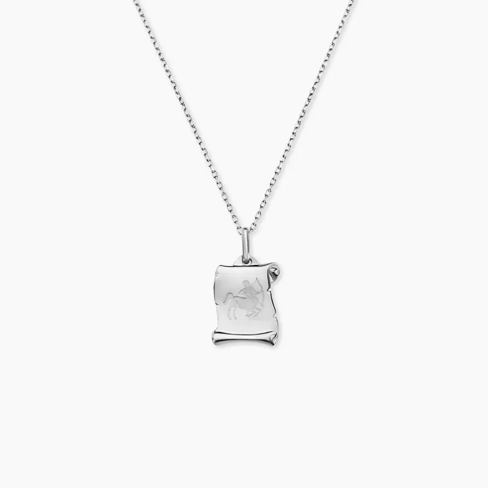 Pendentif Zodiaque Parchemin Argent Blanc
