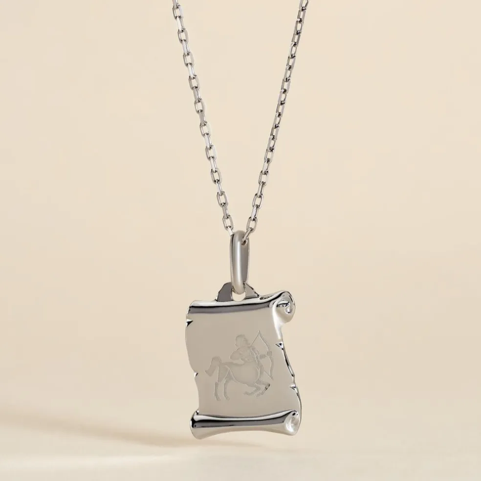 Pendentif Zodiaque Parchemin Argent Blanc