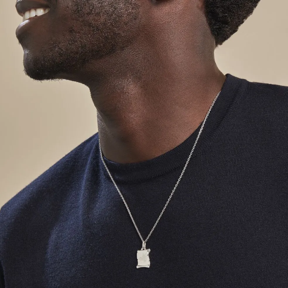 Pendentif Zodiaque Parchemin Argent Blanc