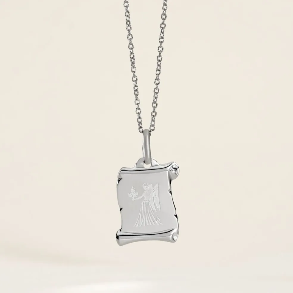 Pendentif Zodiaque Parchemin Argent Blanc
