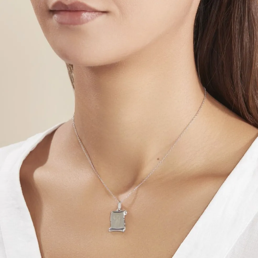 Pendentif Zodiaque Parchemin Argent Blanc