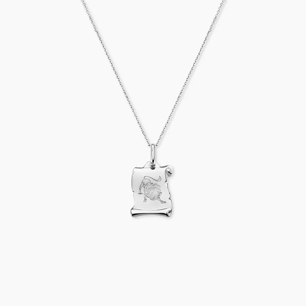 Pendentif Zodiaque Parchemin Argent Blanc