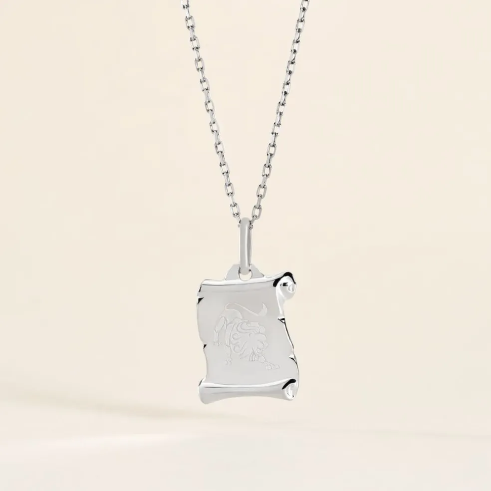 Pendentif Zodiaque Parchemin Argent Blanc