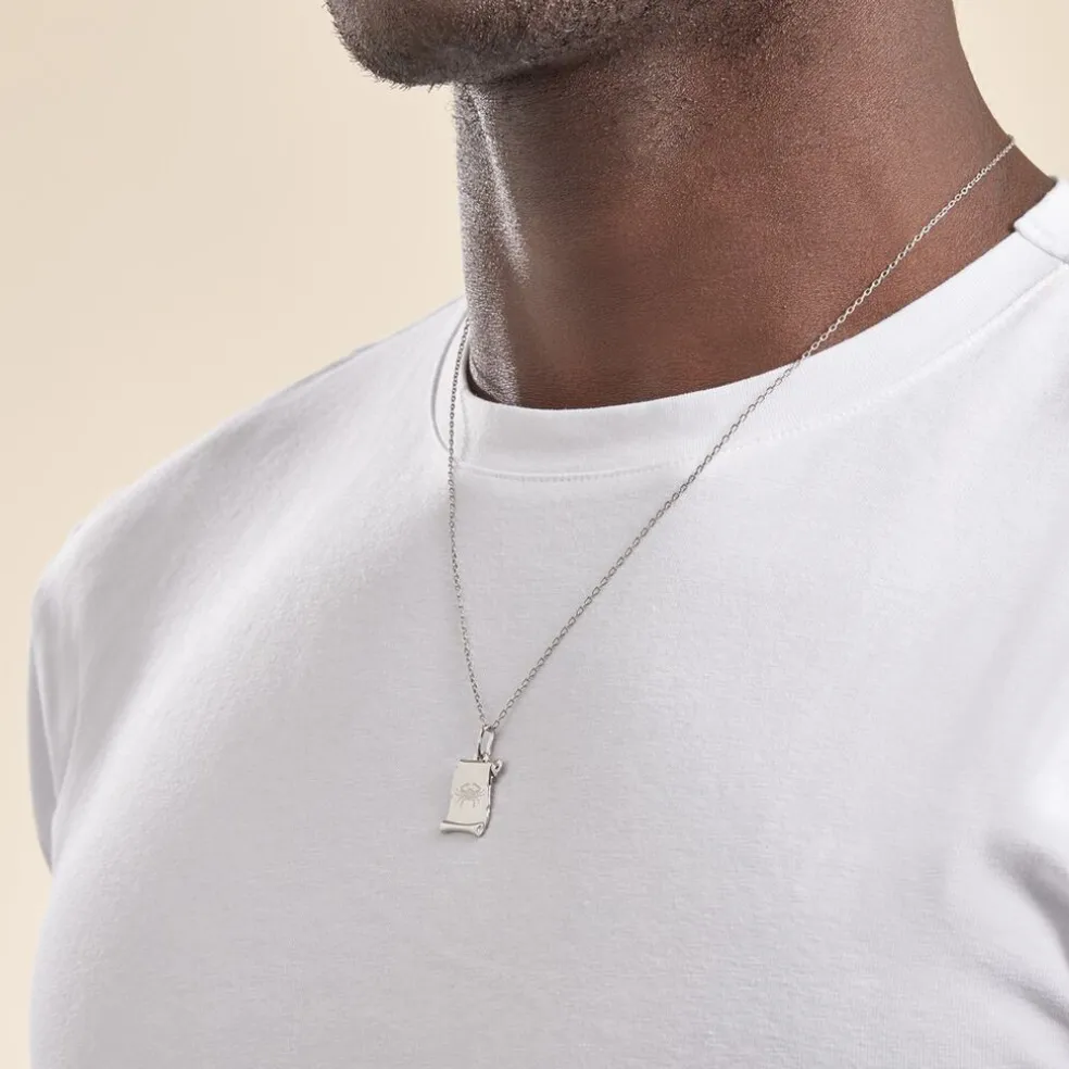 Pendentif Zodiaque Parchemin Argent Blanc