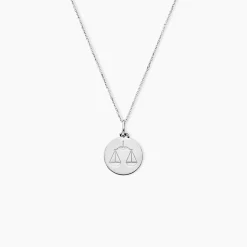 Pendentif Zodiaque Rond Argent Blanc