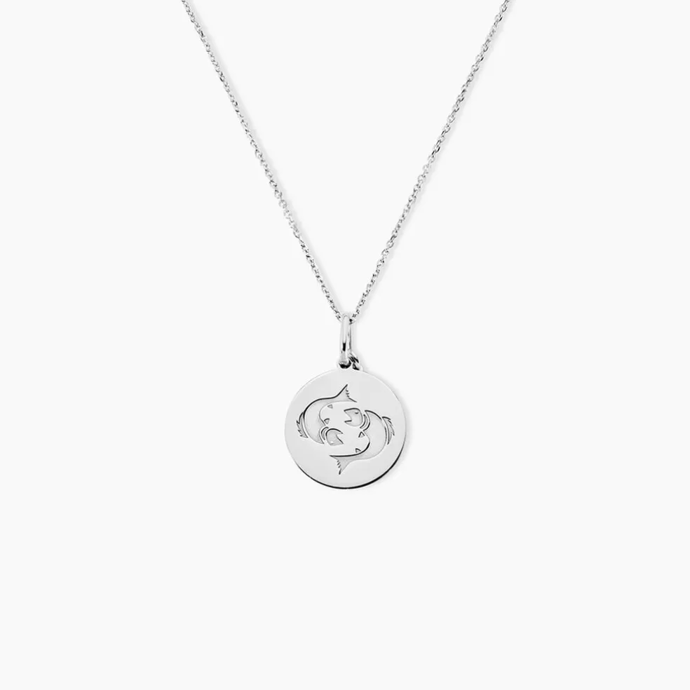 Pendentif Zodiaque Rond Argent Blanc