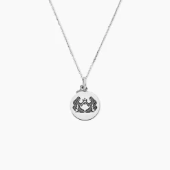 Pendentif Zodiaque Rond Argent Blanc