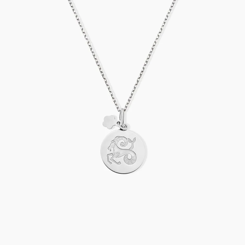 Pendentif Zodiaque Rond Argent Blanc