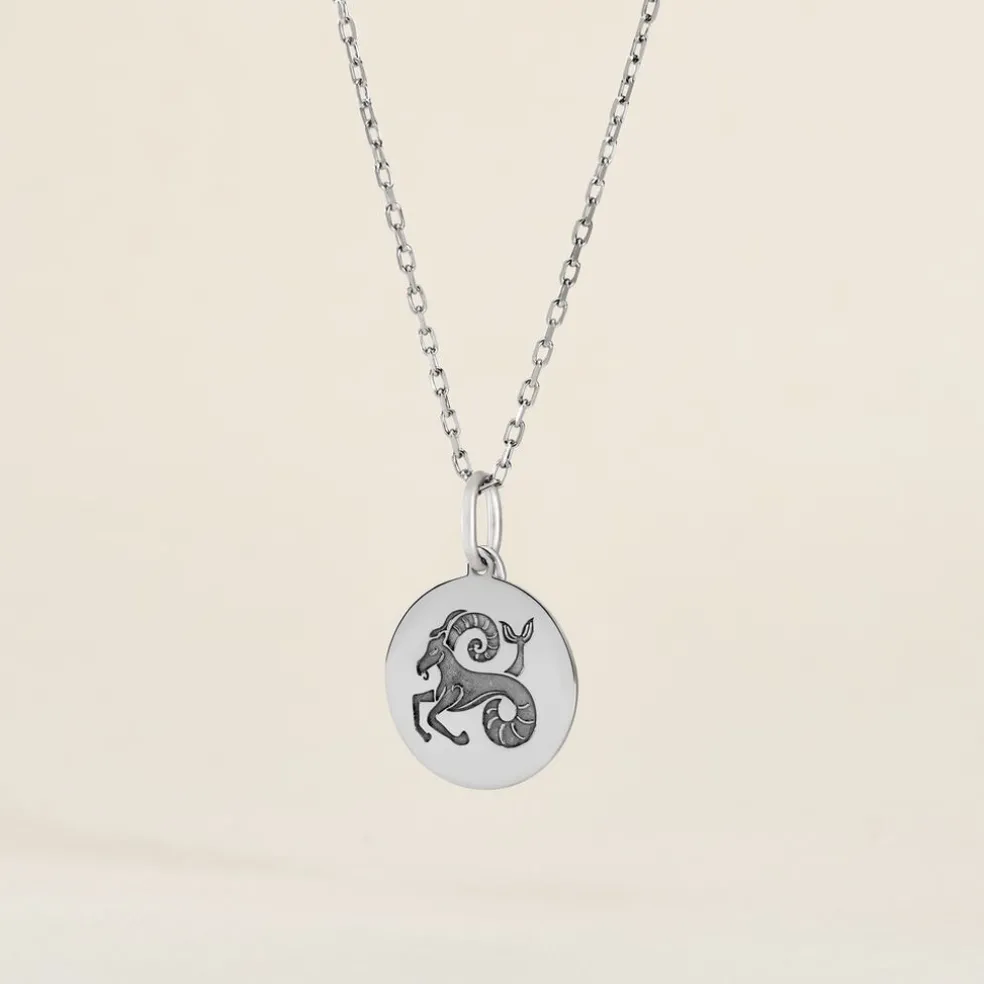 Pendentif Zodiaque Rond Argent Blanc