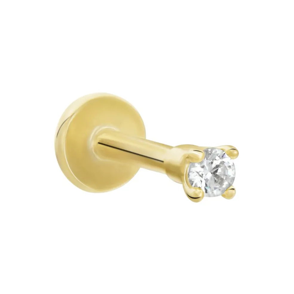 Piercing De Labret Or Jaune Catala Oxyde De Zirconium