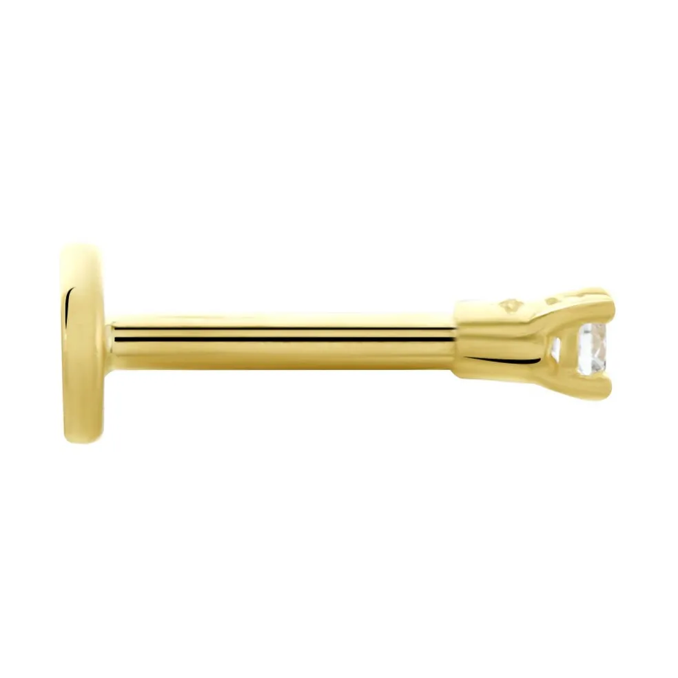 Piercing De Labret Or Jaune Catala Oxyde De Zirconium