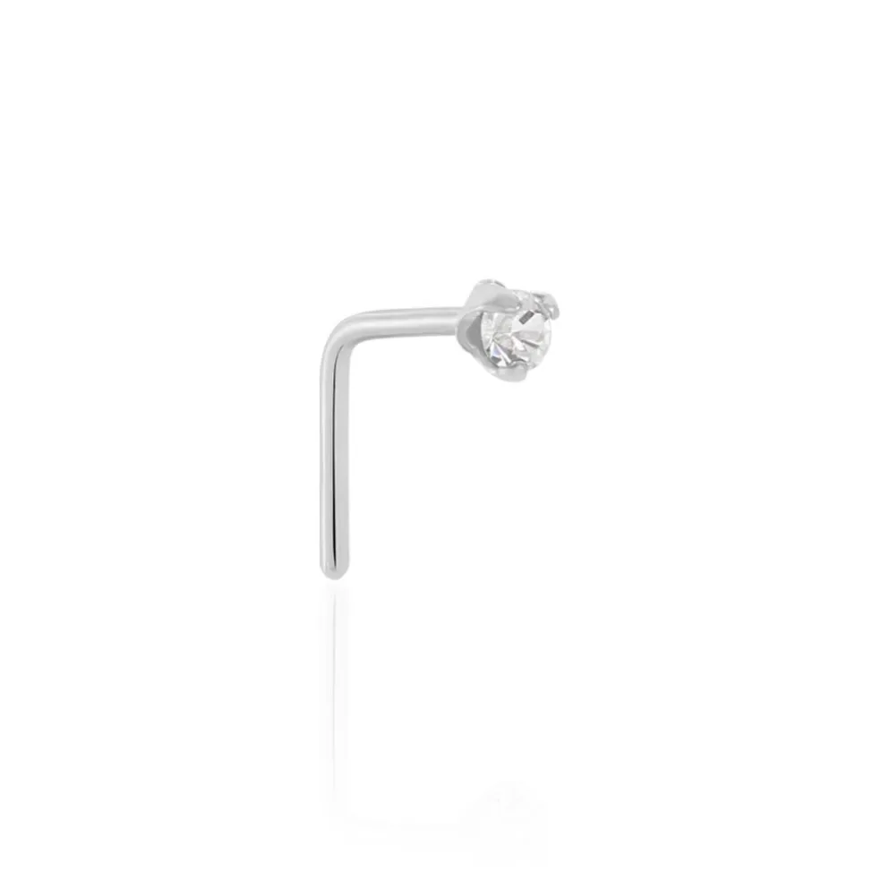 Piercing De Nez Fethi Serti Griffe Or Blanc Oxyde De Zirconium