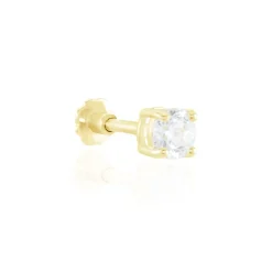 Piercing D'oreille Or Jaune Albizias Oxydes De Zirconium