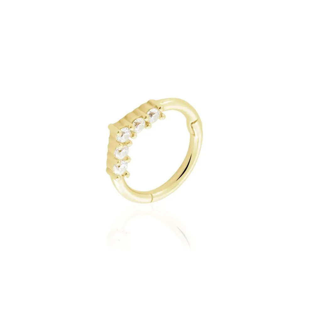 Piercing D'oreille Or Jaune Ailanta Oxydes De Zirconium