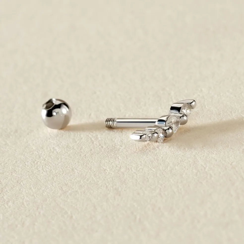 Piercing D'oreille Unitaire Acadia Argent Blanc Oxyde De Zirconium