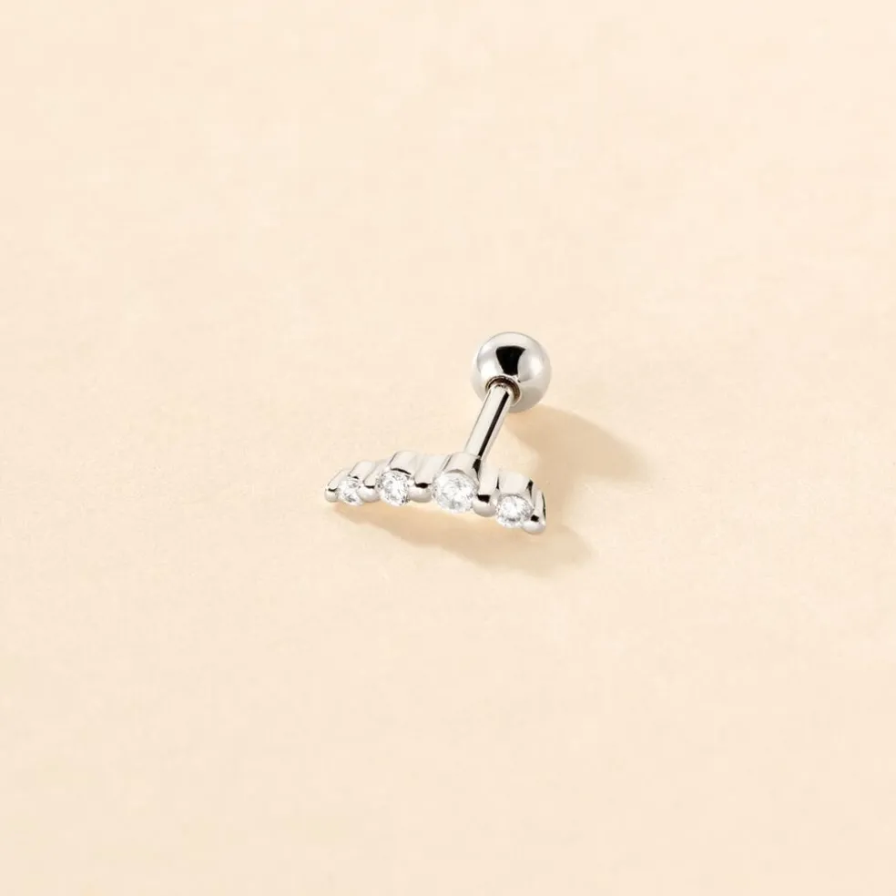 Piercing D'oreille Unitaire Acadia Argent Blanc Oxyde De Zirconium