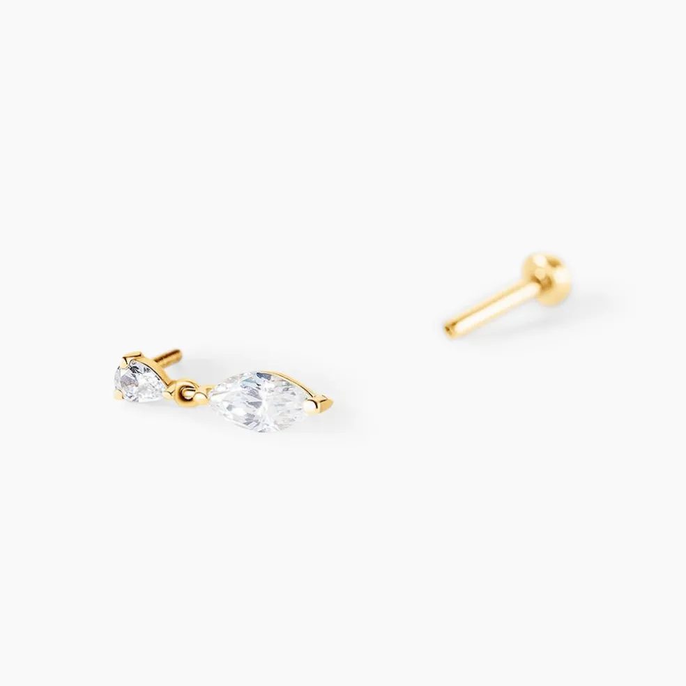Piercing D'oreille Unitaire Urbana Or Jaune Oxyde De Zirconium