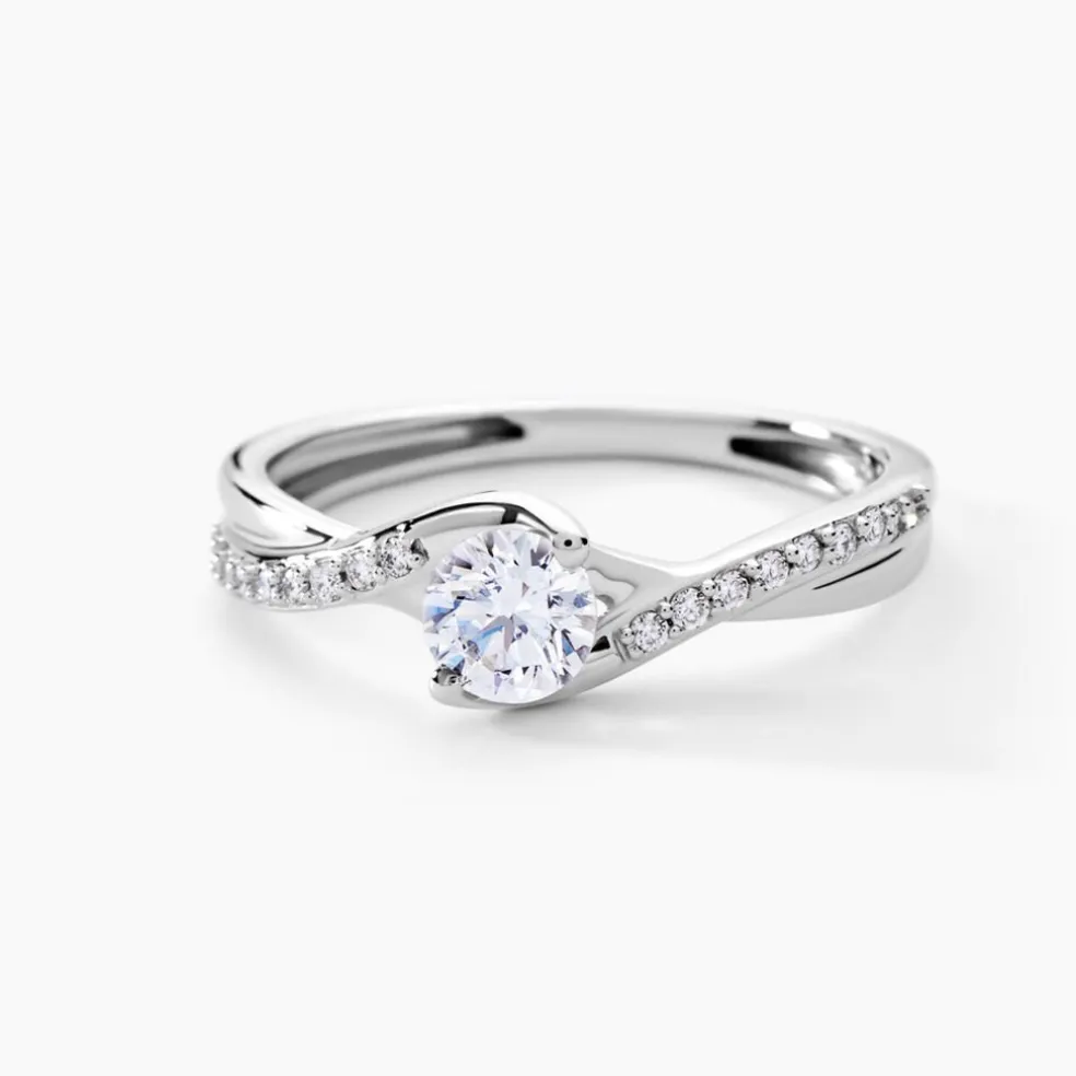Solitaire Accompagné Laetitianne Or Blanc Diamant Synthétique