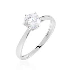 Solitaire Or Blanc Laurian Oxyde De Zirconium Blanc