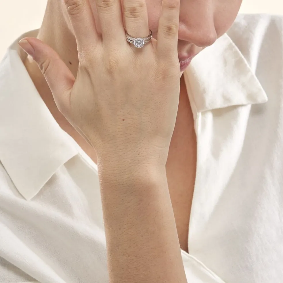 Solitaire Or Blanc Oxyde De Zirconium