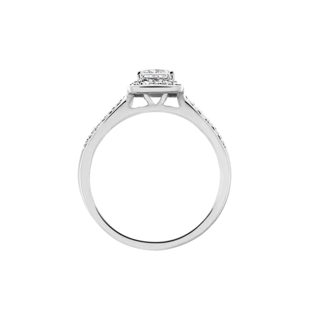 Solitaire Or Blanc Princessa Diamant Synthetique