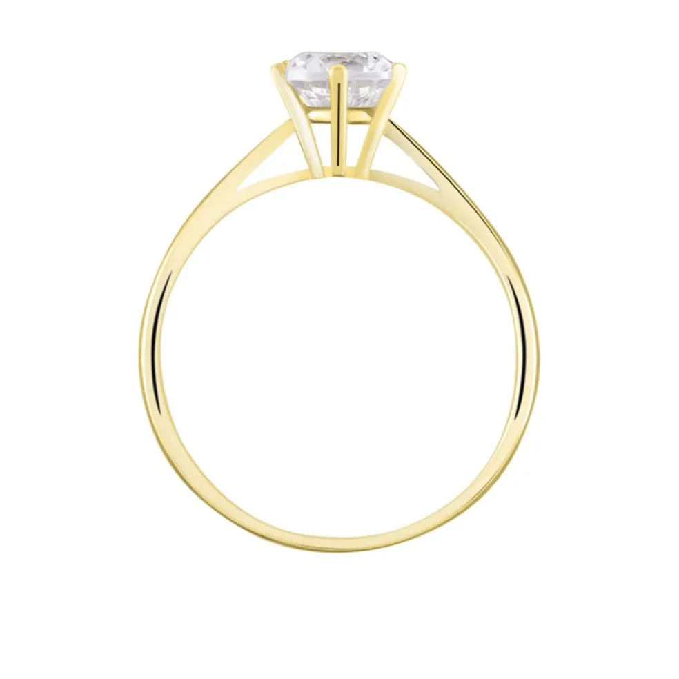 Solitaire Or Jaune Laurian Oxyde De Zirconium Blanc